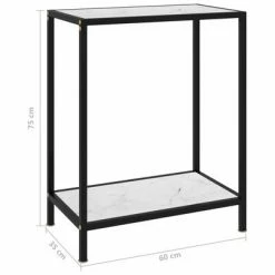 VidaXL Table console Blanc 60x35x75 cm Verre trempé -Tables d'appoint Soldes image 6 322829
