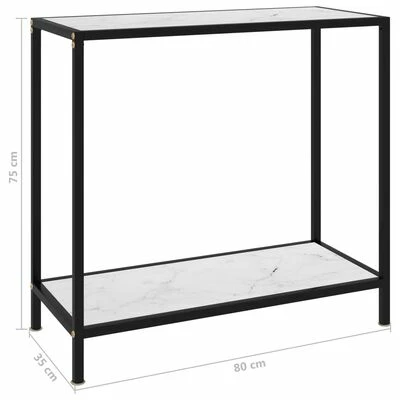 VidaXL Table console Blanc 80x35x75 cm Verre trempé 6 VidaXL Table console Blanc 80x35x75 cm Verre trempé – Image 6
