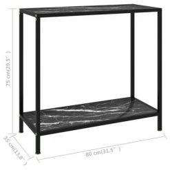 VidaXL Table console Noir 80x35x75 cm Verre trempé 11 VidaXL Table console Noir 80x35x75 cm Verre trempé -Tables d'appoint Soldes image 6 322834