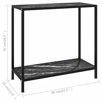 VidaXL Table console Noir 80x35x75 cm Verre trempé 6 VidaXL Table console Noir 80x35x75 cm Verre trempé – Image 6