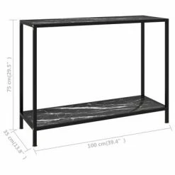 VidaXL Table console Noir 100x35x75 cm Verre trempé -Tables d'appoint Soldes image 6 322838