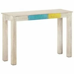 VidaXL Table console Blanc 115x35x77 cm Bois de manguier brut -Tables d'appoint Soldes image 6 323556