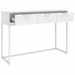 VidaXL Table console Blanc 106x35x75 cm Acier 11 VidaXL Table console Blanc 106x35x75 cm Acier -Tables d'appoint Soldes image 6 335893