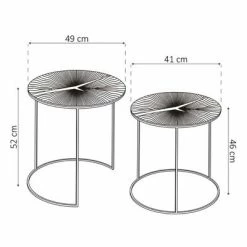Rousseau Ensemble tables d'appoint 2 pcs Magrite Métal Gris et cuivre -Tables d'appoint Soldes image 6 442847