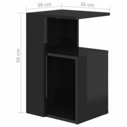 VidaXL Table d'appoint Noir brillant 36x30x56 cm Aggloméré -Tables d'appoint Soldes image 6 803000