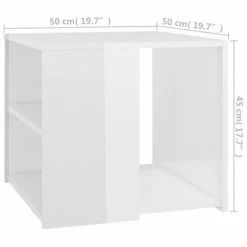 VidaXL Table d'appoint Blanc brillant 50x50x45 cm Aggloméré -Tables d'appoint Soldes image 6 806388