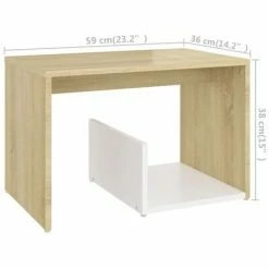 VidaXL Table d'appoint Blanc et chêne sonoma 59x36x38 cm Aggloméré -Tables d'appoint Soldes image 6 806701