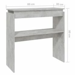 VidaXL Table console Gris béton 80x30x80 cm Aggloméré 11 VidaXL Table console Gris béton 80x30x80 cm Aggloméré -Tables d'appoint Soldes image 6 808318