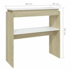 VidaXL Table console Blanc et chêne sonoma 80x30x80 cm Aggloméré -Tables d'appoint Soldes image 6 808319