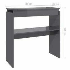 VidaXL Table console Gris brillant 80x30x80 cm Aggloméré -Tables d'appoint Soldes image 6 808322