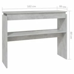 VidaXL Table console Gris béton 102x30x80 cm Aggloméré 11 VidaXL Table console Gris béton 102x30x80 cm Aggloméré -Tables d'appoint Soldes image 6 808327