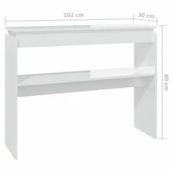 VidaXL Table console Blanc brillant 102x30x80 cm Aggloméré -Tables d'appoint Soldes image 6 808329