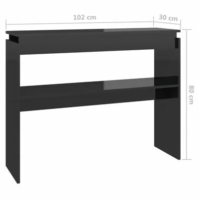 VidaXL Table console Noir brillant 102x30x80 cm Aggloméré 6 VidaXL Table console Noir brillant 102x30x80 cm Aggloméré – Image 6