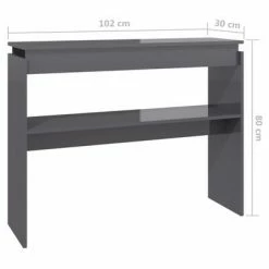 VidaXL Table console Gris brillant 102x30x80 cm Aggloméré 11 VidaXL Table console Gris brillant 102x30x80 cm Aggloméré -Tables d'appoint Soldes image 6 808331