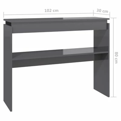 VidaXL Table console Gris brillant 102x30x80 cm Aggloméré 6 VidaXL Table console Gris brillant 102x30x80 cm Aggloméré – Image 6