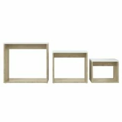 VidaXL Tables gigognes 3 pcs Blanc et chêne sonoma Aggloméré 11 VidaXL Tables gigognes 3 pcs Blanc et chêne sonoma Aggloméré -Tables d'appoint Soldes image 6 808581