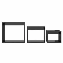 VidaXL Tables gigognes 3 pcs Noir brillant Aggloméré -Tables d'appoint Soldes image 6 808583