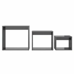 VidaXL Tables gigognes 3 pcs Gris brillant Aggloméré -Tables d'appoint Soldes image 6 808584