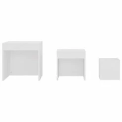 VidaXL Tables gigognes 3 pcs Blanc Aggloméré 11 VidaXL Tables gigognes 3 pcs Blanc Aggloméré -Tables d'appoint Soldes image 6 808594