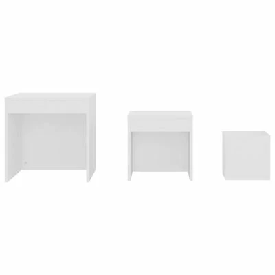 VidaXL Tables gigognes 3 pcs Blanc Aggloméré 6 VidaXL Tables gigognes 3 pcs Blanc Aggloméré – Image 6