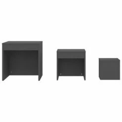 VidaXL Tables gigognes 3 pcs Gris Aggloméré -Tables d'appoint Soldes image 6 808596