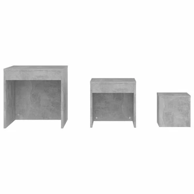 VidaXL Tables gigognes 3 pcs Gris béton Aggloméré 6 VidaXL Tables gigognes 3 pcs Gris béton Aggloméré – Image 6