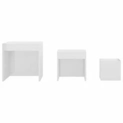VidaXL Tables gigognes 3 pcs Blanc brillant Aggloméré -Tables d'appoint Soldes image 6 808600
