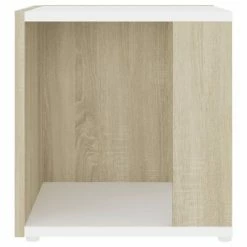 VidaXL Table d'appoint Blanc et chêne sonoma 33x33x34,5 cm Aggloméré -Tables d'appoint Soldes image 6 809013