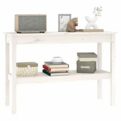 VidaXL Table console Blanc 110x40x75 cm Bois de pin solide -Tables d'appoint Soldes image 6 814300