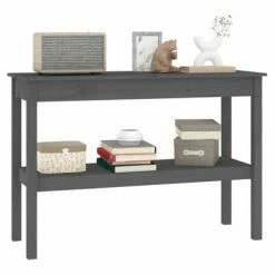 VidaXL Table console Gris 110x40x75 cm Bois de pin solide -Tables d'appoint Soldes image 6 814301