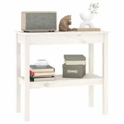 VidaXL Table console Blanc 80x40x75 cm Bois de pin solide -Tables d'appoint Soldes image 6 814305