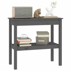 VidaXL Table console Gris 80x40x75 cm Bois de pin solide -Tables d'appoint Soldes image 6 814306