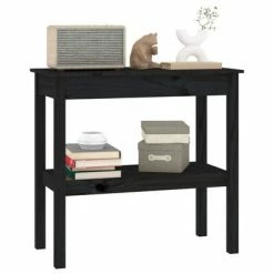 VidaXL Table console Noir 80x40x75 cm Bois de pin solide 11 VidaXL Table console Noir 80x40x75 cm Bois de pin solide -Tables d'appoint Soldes image 6 814308